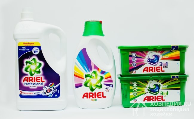 Гигант отрасли Ariel выпускает большую часть продукции в пластиковой таре, что снижает риск подделки