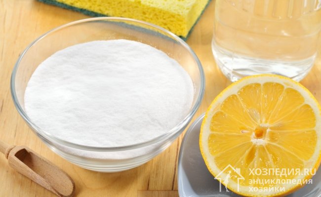 Кроме сока лимона для очищения можно использовать уксус и пищевую соду
