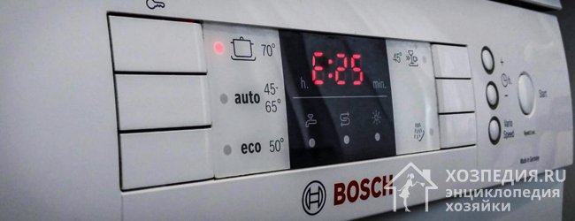 Дисплей посудомойки Bosch с кодом поломки E25