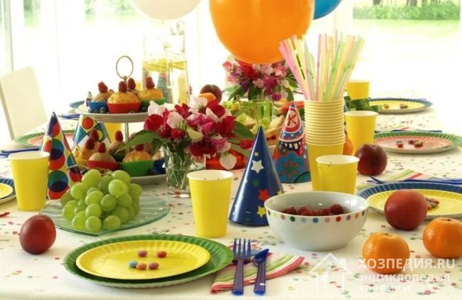 Пример сервировки стола на детский день рождения