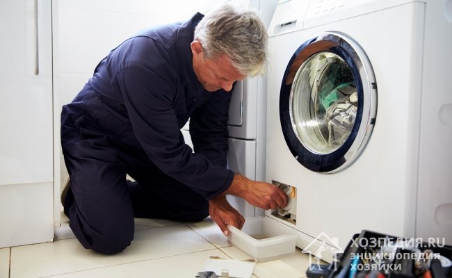 Принудительно слить воду из стиральной машины можно, открутив сливной фильтр
