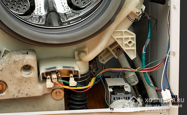 Так выглядит установленный и подключенный нагревательный элемент внутри стиральной машины