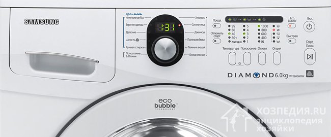 Панели управления стиральных машин Samsung снабжены надписями и минимальным количеством значков